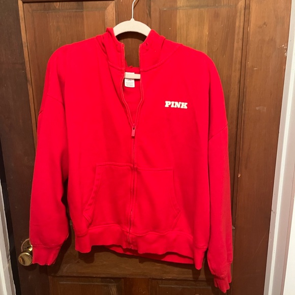 PINK Victoria's Secret Red Zip-Up Hoodie - Picture 1 of 2